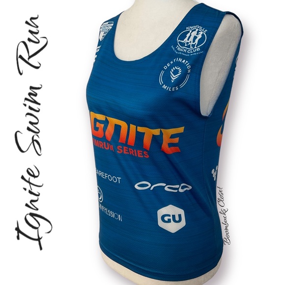 NWOT Ignite Swim Run Tank by Headsweats Gear. Small. Blue Performance tee - Picture 6 of 12
